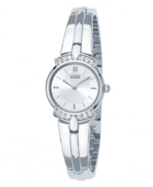 Clean, simple lines and sparkling crystals make this watch from Citizen an easy choice for feminine style. Clean, simple lines and sparkling crystals make this watch from Citizen an easy choice for feminine style.