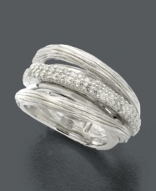 Slip on this sparkler and you're sure to turn heads. Sterling silver ring from Balissima by Effy Collection features a band of round-cut diamonds (1/3 ct. t.w.). Size 7. Slip on this sparkler and you're sure to turn heads. Sterling silver ring from Balissima by Effy Collection features a band of round-cut diamonds (1/3 ct. t.w.). Size 7.