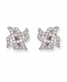 Dainty X-shaped clip on earrings flaunt clear Swarovski crystals in a pavé setting. These silver tone mixed metal earrings bridge the gap between classic and trendy. Approximate diameter: 5/8 inch. Dainty X-shaped clip on earrings flaunt clear Swarovski crystals in a pavé setting. These silver tone mixed metal earrings bridge the gap between classic and trendy. Approximate diameter: 5/8 inch.