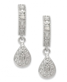 A stunning silhouette. Victoria Townsend's pear drop earrings, set in sterling silver, dazzle with diamond accents. Approximate drop: 3/4 inch. Approximate width: 1/4 inch. A stunning silhouette. Victoria Townsend's pear drop earrings, set in sterling silver, dazzle with diamond accents. Approximate drop: 3/4 inch. Approximate width: 1/4 inch.