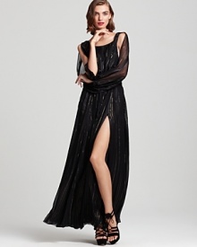 A Rachel Zoe gown defines opulence with dramatic styling and ornate embellishments. Haute for the holidays and this season of celebration, this luxe creation is an investment piece of great proportion.