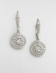 A simply chic, double frame design encrusted in pavé crystals and cubic zirconia. CrystalsCubic zirconiaSterling silverLength, about 1LeverbackImported A simply chic, double frame design encrusted in pavé crystals and cubic zirconia. CrystalsCubic zirconiaSterling silverLength, about 1LeverbackImported