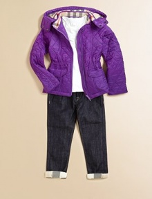 A quilted classic with detachable hood, check lining and slash pockets in a cinched-waist silhouette to help your mini-me brave the elements in style.Shoulder epaulettesRemovable hoodStand collarLong sleevesFull-zip frontSide slash pocketsElastic waistbandNylonMachine washImported Please note: Number of buttons may vary depending on size ordered. A quilted classic with detachable hood, check lining and slash pockets in a cinched-waist silhouette to help your mini-me brave the elements in style.Shoulder epaulettesRemovable hoodStand collarLong sleevesFull-zip frontSide slash pocketsElastic waistbandNylonMachine washImported Please note: Number of buttons may vary depending on size ordered.