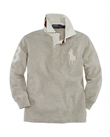 A classic rugby is updated with heritage details for an always-preppy look. A classic rugby is updated with heritage details for an always-preppy look.