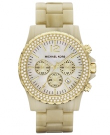 Natural tones and glitzy accents create a unique Madison watch from Michael Kors.