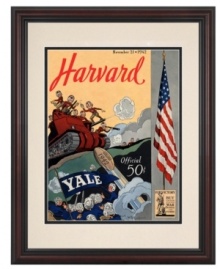 A patriotic spirit was shared by both sides at the 1942 Yale-Harvard football game. Crimson prevailed in the wartime duel, but this historic cover art is a winning collectible for fans of either team with a frame of cherry-finished wood. A patriotic spirit was shared by both sides at the 1942 Yale-Harvard football game. Crimson prevailed in the wartime duel, but this historic cover art is a winning collectible for fans of either team with a frame of cherry-finished wood.