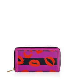 Detailed with a mash-up of bold graphic prints, Marc by Marc Jacobs stripey lips wallet is a fun choice for stashing away your everyday essentials - Metal zip-around closure, zippered change purse, multiple credit card slots, leather trim - Carry alone for running quick errands, or slip into a bright monochrome handbag Detailed with a mash-up of bold graphic prints, Marc by Marc Jacobs stripey lips wallet is a fun choice for stashing away your everyday essentials - Metal zip-around closure, zippered change purse, multiple credit card slots, leather trim - Carry alone for running quick errands, or slip into a bright monochrome handbag