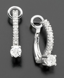 A cascade of round-cut diamonds (3/8 ct. t.w.) that ends on a bright note. Diamond earrings set in 14k white gold. A cascade of round-cut diamonds (3/8 ct. t.w.) that ends on a bright note. Diamond earrings set in 14k white gold.