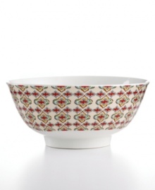 A study in detail, the Moroccan Inside-Out bowl features a vibrant ogee pattern in everyday porcelain, adding a touch of the exotic to any table. A study in detail, the Moroccan Inside-Out bowl features a vibrant ogee pattern in everyday porcelain, adding a touch of the exotic to any table.