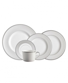 The Pointe d'Esprit dinnerware pattern captures the effervescence of celebration, with raised dots that flow from platinum-rimmed edges like a shower of confetti decorating your place settings. The Pointe d'Esprit dinnerware pattern captures the effervescence of celebration, with raised dots that flow from platinum-rimmed edges like a shower of confetti decorating your place settings.