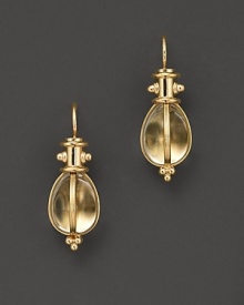 18K yellow gold and oval crystal amulet earrings. Designed by Temple St. Clair. 18K yellow gold and oval crystal amulet earrings. Designed by Temple St. Clair.