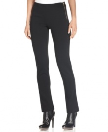 A ponte fabric gives these skinny petite pants from MICHAEL Michael Kors a flattering fit -- a perfect base for a variety of outfits! A ponte fabric gives these skinny petite pants from MICHAEL Michael Kors a flattering fit -- a perfect base for a variety of outfits!