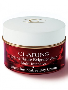 Look as young as you feel with Super Restorative Day Cream. This rich, high performance cream helps replenish, lift and illuminate skin challenged by natural hormonal changes due to the aging process. Formulated with exclusive Vegetal Micro-Pearls, it helps smooth-out wrinkles in just a few hours. Day after day, skin appears firmer and better toned. 1.7 oz. Look as young as you feel with Super Restorative Day Cream. This rich, high performance cream helps replenish, lift and illuminate skin challenged by natural hormonal changes due to the aging process. Formulated with exclusive Vegetal Micro-Pearls, it helps smooth-out wrinkles in just a few hours. Day after day, skin appears firmer and better toned. 1.7 oz.