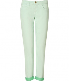 Take a sweet stance on this seasons penchant for pastels in Current/Elliotts minty green jeans - Classic five-pocket style, zip fly, button closure, belt loops, rolled cuffs - Slim fit - Pair with chunky knits and flats, or dress up with feminine tops and statement heels