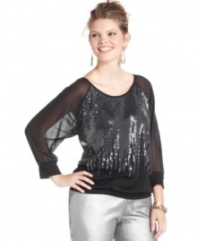 Celebrate the holiday season in style with Eyeshadow's sequined plus size top! Celebrate the holiday season in style with Eyeshadow's sequined plus size top!