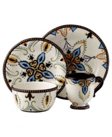 Place settings streaked with Caribbean blue, grass green and rich terra cotta hues. The Amalfi collection offers a quick escape to the shores of South America. From Vida by Eva Mendes dinnerware, the dishes have a beaded edge in dark espresso that puts the rustic finishing touches on the hand-painted serveware. Place settings streaked with Caribbean blue, grass green and rich terra cotta hues. The Amalfi collection offers a quick escape to the shores of South America. From Vida by Eva Mendes dinnerware, the dishes have a beaded edge in dark espresso that puts the rustic finishing touches on the hand-painted serveware.