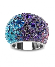 Swarovski's spectacular multicolored crystal cocktail ring spotlights a glittering rainbow of vibrant hues--making it versatile and easy to mix and match with both casual and dressy looks. Crafted in silver tone mixed metal. Size 7. Swarovski's spectacular multicolored crystal cocktail ring spotlights a glittering rainbow of vibrant hues--making it versatile and easy to mix and match with both casual and dressy looks. Crafted in silver tone mixed metal. Size 7.