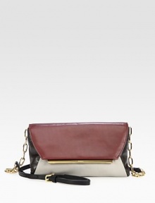 Gleaming hardware and a chain shoulder strap add polished style to this compact leather silhouette in rich seasonal hues. Chain and leather adjustable shoulder strap, 22-24 dropMagnetic snap closure on front flapTwo inner compartmentsOne inside zip pocketFully lined9½W X 5½H X 1½DImported Gleaming hardware and a chain shoulder strap add polished style to this compact leather silhouette in rich seasonal hues. Chain and leather adjustable shoulder strap, 22-24 dropMagnetic snap closure on front flapTwo inner compartmentsOne inside zip pocketFully lined9½W X 5½H X 1½DImported