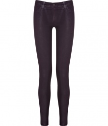 These cool coated jeans from J Brand add instant rock n roll edge to your casual basics - Classic five-pocket styling, skinny leg, mid-rise, coated cotton with stretch - Form-fitting - Pair with an oversized graphic tee, a leather jacket, and platform heels These cool coated jeans from J Brand add instant rock n roll edge to your casual basics - Classic five-pocket styling, skinny leg, mid-rise, coated cotton with stretch - Form-fitting - Pair with an oversized graphic tee, a leather jacket, and platform heels