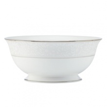 Delicate vines unfurl on soft pewter in the aptly named Sheer Grace serving bowl from Lenox. Lustrous white porcelain and bands of sparkling platinum ground the look in understated splendor. Qualifies for Rebate Delicate vines unfurl on soft pewter in the aptly named Sheer Grace serving bowl from Lenox. Lustrous white porcelain and bands of sparkling platinum ground the look in understated splendor. Qualifies for Rebate