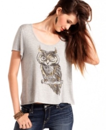 Another fun tee from Awake? Yes, please! A roosting owl print makes this style totally cute for laid back days. Love the metallic accents! Another fun tee from Awake? Yes, please! A roosting owl print makes this style totally cute for laid back days. Love the metallic accents!