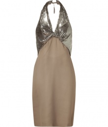 This ultimate cocktail dress in fine silk gets its glamour from a glistening halter and low back neckline - Deep V-neck and fitted silhouette with hem falling just above the knee - A lifelong favorite for evening events - Pair with strappy heels, clutch and a cashmere wrap