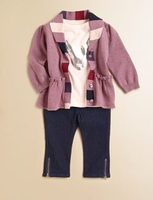 An everyday essential, these adorably girly jeans feature bows and zippers, in a slim-fitting silhouette.Front button closureElastic waistband with belt loopsZip flyFront slash pocketsBack patch pocketsZippered hem98% cotton/2% spandexMachine washImported An everyday essential, these adorably girly jeans feature bows and zippers, in a slim-fitting silhouette.Front button closureElastic waistband with belt loopsZip flyFront slash pocketsBack patch pocketsZippered hem98% cotton/2% spandexMachine washImported
