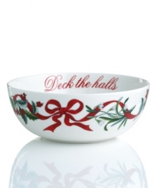 Veggies get a seasonal update with Martha Stewart Collection's Holiday Garden vegetable bowl. Graceful boughs of holly and vibrant red ribbons decorate this lovely 9 bowl that's dishwasher-safe. Veggies get a seasonal update with Martha Stewart Collection's Holiday Garden vegetable bowl. Graceful boughs of holly and vibrant red ribbons decorate this lovely 9 bowl that's dishwasher-safe.