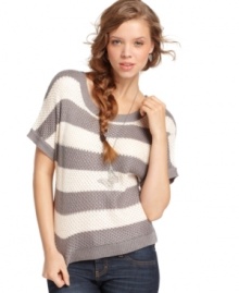 Pull on a sweater from Pink Rose! Stripes give it a cute, graphic touch. Pull on a sweater from Pink Rose! Stripes give it a cute, graphic touch.