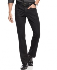 A slim fit and a dark wash makes these Kenneth Cole New York jeans a little dressier than your average pair. A slim fit and a dark wash makes these Kenneth Cole New York jeans a little dressier than your average pair.