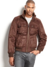 Help your urban style instantly take flight with this handsome faux-shearling aviator coat from Sean John. Help your urban style instantly take flight with this handsome faux-shearling aviator coat from Sean John.