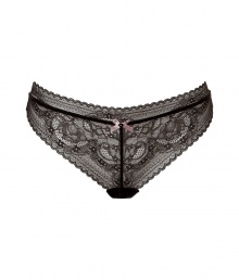 Super sexy Meet Me at the Metro charcoal lace thong - Elegant supermodel-approved lace thong made of Polyamide and Elastane - Comfortable and sultry - Vintage-inspired lace with bow detail - Perfect under every outfit Super sexy Meet Me at the Metro charcoal lace thong - Elegant supermodel-approved lace thong made of Polyamide and Elastane - Comfortable and sultry - Vintage-inspired lace with bow detail - Perfect under every outfit