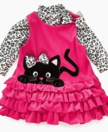 Here kitty. Your little one will love playtime when she's wearing this jumper dress combination from Bonnie Jean. Here kitty. Your little one will love playtime when she's wearing this jumper dress combination from Bonnie Jean.