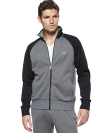 Enhance your sport style with this light weight track jacket from Hugo Boss GREEN. Enhance your sport style with this light weight track jacket from Hugo Boss GREEN.