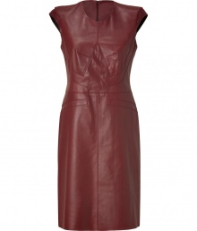 With its exquisitely modern seaming and flawless feminine fit, Derek Lams wine lambskin dress is an ultra luxe eye-catching investment, tailored to multi-season sophistication - Rounded neckline, capped sleeves, hidden back zip, tailored fit - Pair with edgy ankle boots and a jet black handbag With its exquisitely modern seaming and flawless feminine fit, Derek Lams wine lambskin dress is an ultra luxe eye-catching investment, tailored to multi-season sophistication - Rounded neckline, capped sleeves, hidden back zip, tailored fit - Pair with edgy ankle boots and a jet black handbag