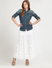 Military-inspired, this button-down shirt has rugged-chic flair, thanks to classic epaulettes and a beloved denim wash.Collar neckRoll-tab sleevesEpaulettesPatch pocketsButton frontBack yokeAbout 24 from shoulder to hemCottonMachine washImported Model shown is 5'9½ (176cm) wearing US size Small. Military-inspired, this button-down shirt has rugged-chic flair, thanks to classic epaulettes and a beloved denim wash.Collar neckRoll-tab sleevesEpaulettesPatch pocketsButton frontBack yokeAbout 24 from shoulder to hemCottonMachine washImported Model shown is 5'9½ (176cm) wearing US size Small.