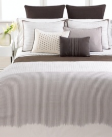 A fading vertical stripe pattern creates captivating charm in this sham from Vera Wang's Ribbon Stripe bedding collection. Finished with 1 grosgrain ribbon trim. A fading vertical stripe pattern creates captivating charm in this sham from Vera Wang's Ribbon Stripe bedding collection. Finished with 1 grosgrain ribbon trim.