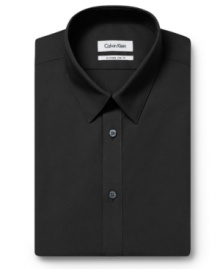 Streamline your look in this slim-fit dress shirt from Calvin Klein.