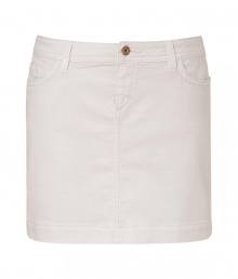 Super chic ecru denim mini skirt from D&G Dolce & Gabbana - This flattering denim mini helps you flaunt high style while showing off your assets - Classic five-pocket styling, mini silhouette, zipper fly closure - Pair with patterned nude tights, a striped pullover, and ankle boots Super chic ecru denim mini skirt from D&G Dolce & Gabbana - This flattering denim mini helps you flaunt high style while showing off your assets - Classic five-pocket styling, mini silhouette, zipper fly closure - Pair with patterned nude tights, a striped pullover, and ankle boots