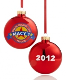 Start the holiday season off right with Macy's Thanksgiving Day Parade ornament, featuring the official logo on one side and the year on the reverse. Start the holiday season off right with Macy's Thanksgiving Day Parade ornament, featuring the official logo on one side and the year on the reverse.