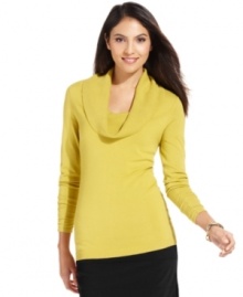 Alfani's petite cowlneck sweater looks stunning with ruched detail at the cuffs and a simple, well-fitted silhouette (and is priced just as attractively). Alfani's petite cowlneck sweater looks stunning with ruched detail at the cuffs and a simple, well-fitted silhouette (and is priced just as attractively).