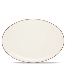 Simple and versatile, the Colorwave Raspberry oval platter is crafted in white stoneware with dark magenta accents. Mix and match this mealtime essential with the rest of the Japanese-inspired collection to create a table that's an expression of your personal taste. Simple and versatile, the Colorwave Raspberry oval platter is crafted in white stoneware with dark magenta accents. Mix and match this mealtime essential with the rest of the Japanese-inspired collection to create a table that's an expression of your personal taste.