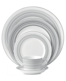 Band together around dinnerware that's equally suited for every day and entertaining. Clean lines and shades of gray in white bone china define the Islington place setting with easy sophistication. From Royal Doulton. Band together around dinnerware that's equally suited for every day and entertaining. Clean lines and shades of gray in white bone china define the Islington place setting with easy sophistication. From Royal Doulton.