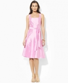 This perennially chic petite dress from Lauren by Ralph Lauren exudes timeless femininity in lustrous silk dupioni with a chic scoop neckline and a graceful full skirt. (Clearance) This perennially chic petite dress from Lauren by Ralph Lauren exudes timeless femininity in lustrous silk dupioni with a chic scoop neckline and a graceful full skirt. (Clearance)