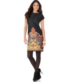 A bold, exotic print adds flare to this petite dress by Elementz. Get evening-ready with heels or wear during the day with your favorite boots. (Clearance)