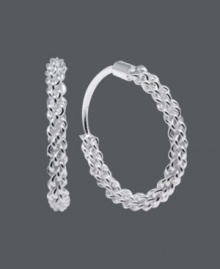 Hoop earrings are a must-have for every girl's collection. This statement-making Unwritten style features an open weave, endless hoop design crafted in sterling silver. Approximate diameter: 5/8 inch. Hoop earrings are a must-have for every girl's collection. This statement-making Unwritten style features an open weave, endless hoop design crafted in sterling silver. Approximate diameter: 5/8 inch.