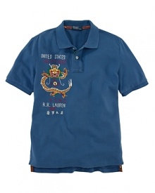 An array of patchwork, embroidery and screen-printed details give a modern update to a classic polo shirt. An array of patchwork, embroidery and screen-printed details give a modern update to a classic polo shirt.