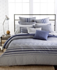 This Great Point decorative pillow from Tommy Hilfiger infuses your bedroom with casual, distinctive style. A landscape of variegated stripes create a preppy look. Hidden zipper closure. This Great Point decorative pillow from Tommy Hilfiger infuses your bedroom with casual, distinctive style. A landscape of variegated stripes create a preppy look. Hidden zipper closure.