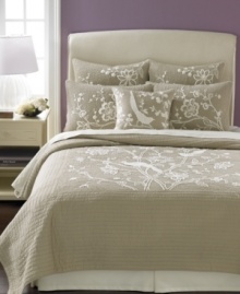 Feather your nest. Hand-embroidered and stitched with birds and branches, the Perched Peacock coverlet tops your bed in serene beauty and the comfort of pure cotton. From Martha Stewart Collection. (Clearance) Feather your nest. Hand-embroidered and stitched with birds and branches, the Perched Peacock coverlet tops your bed in serene beauty and the comfort of pure cotton. From Martha Stewart Collection. (Clearance)