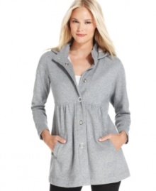 Style&co.'s petite fleece jacket comes in a flattering baby doll silhouette -- throw it on for a cozy feel! Style&co.'s petite fleece jacket comes in a flattering baby doll silhouette -- throw it on for a cozy feel!